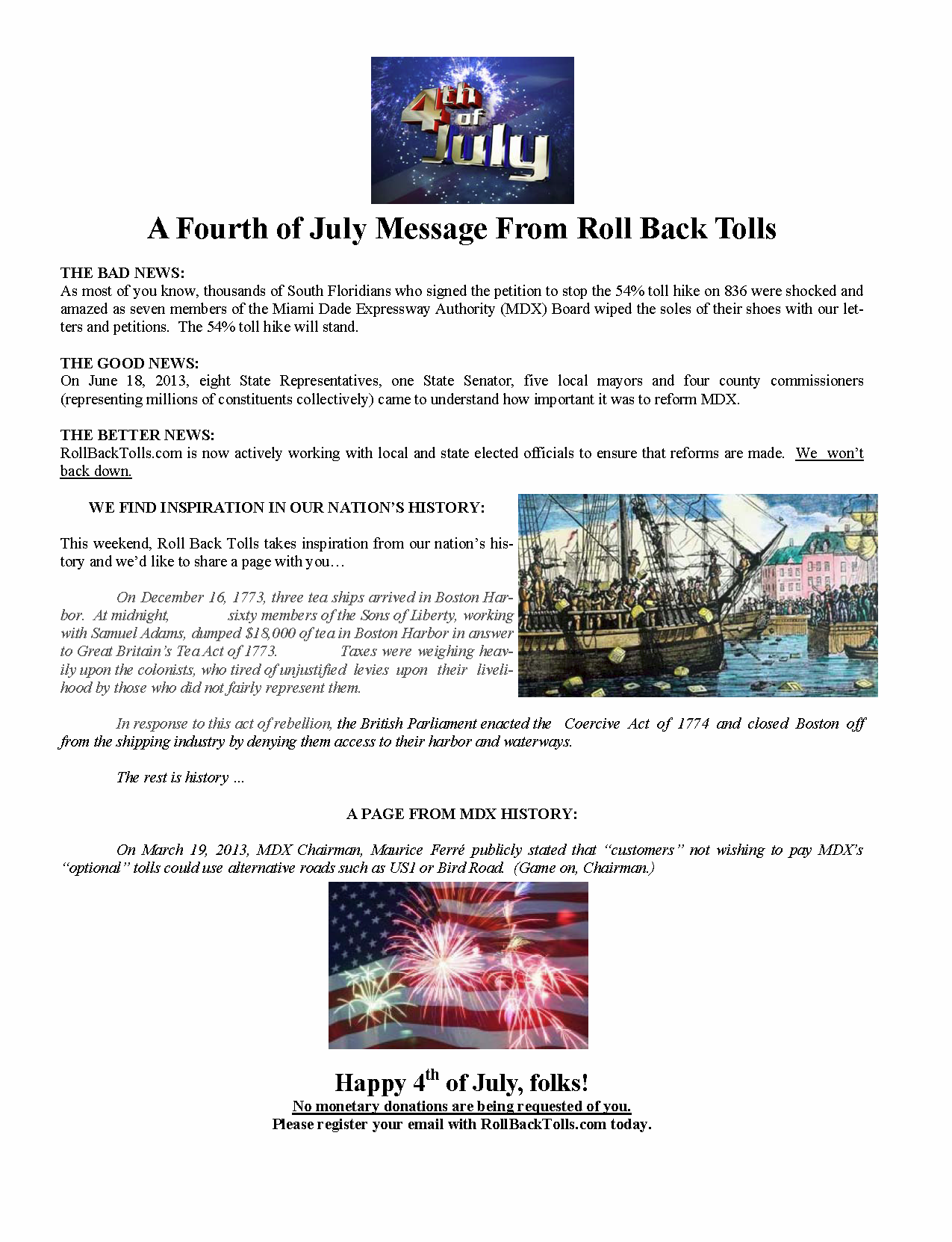 A Forth of July Message from Roll Back Tolls